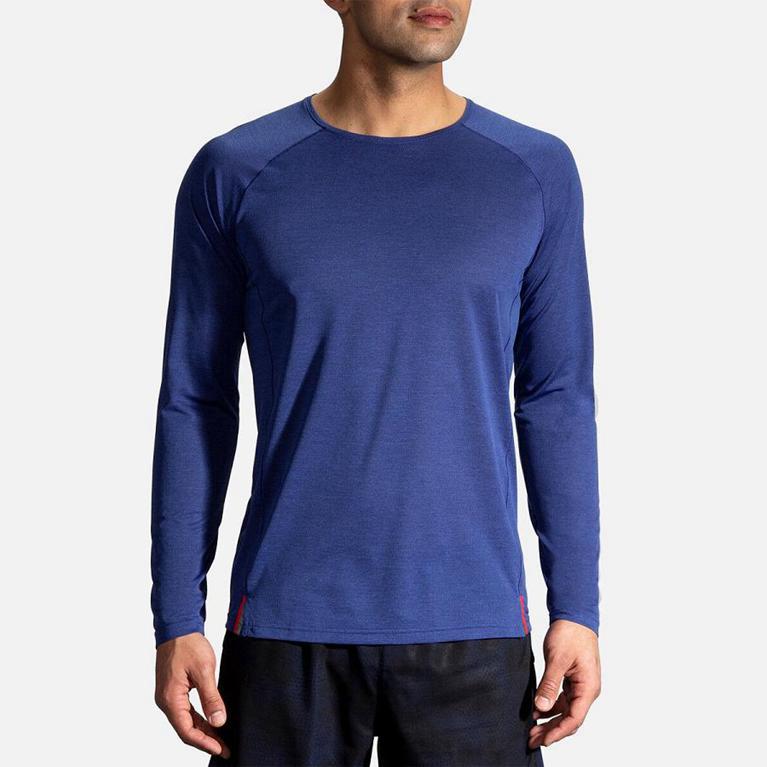 Brooks Ghost Men's Long Sleeve Running Shirt - Blue (02439-MQCT)